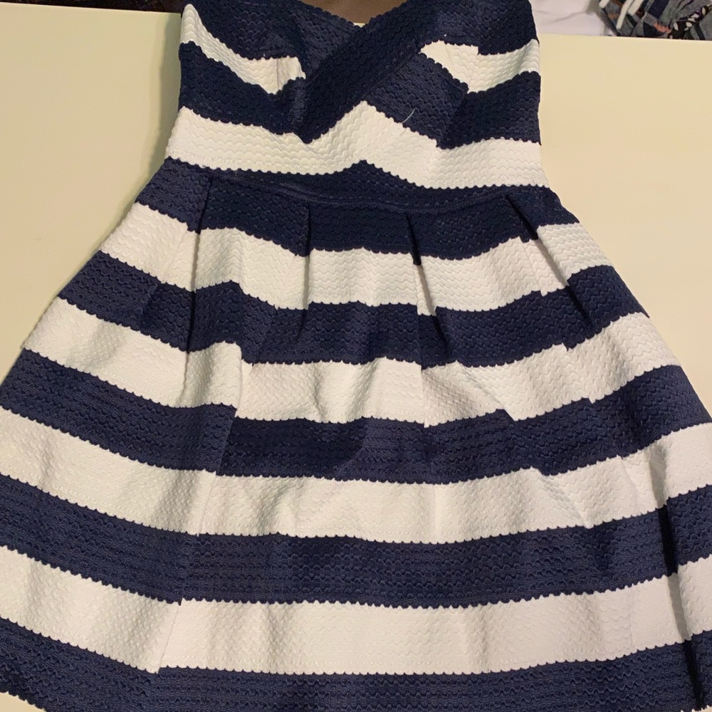 sans souci blue and white striped dress